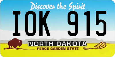 ND license plate IOK915