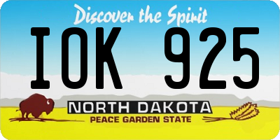 ND license plate IOK925