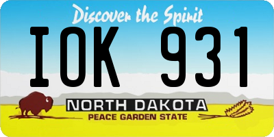 ND license plate IOK931