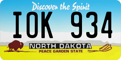 ND license plate IOK934