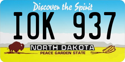 ND license plate IOK937