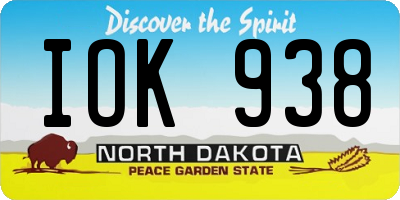 ND license plate IOK938