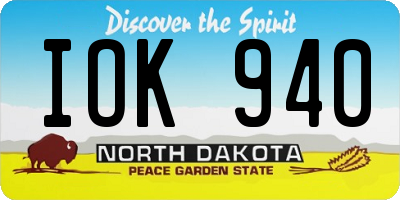 ND license plate IOK940