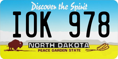 ND license plate IOK978
