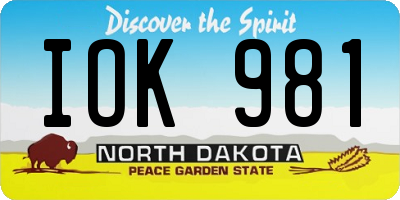 ND license plate IOK981