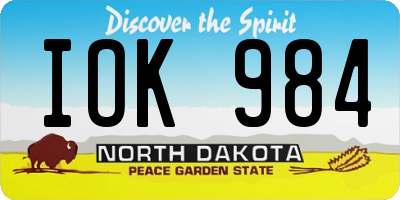 ND license plate IOK984
