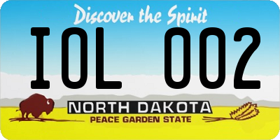 ND license plate IOL002