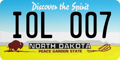 ND license plate IOL007
