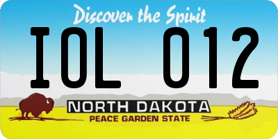 ND license plate IOL012