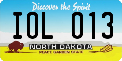 ND license plate IOL013