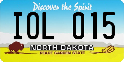 ND license plate IOL015