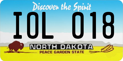 ND license plate IOL018