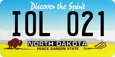 ND license plate IOL021