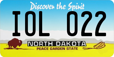 ND license plate IOL022
