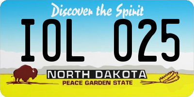 ND license plate IOL025