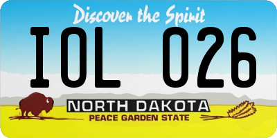 ND license plate IOL026