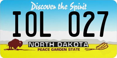 ND license plate IOL027