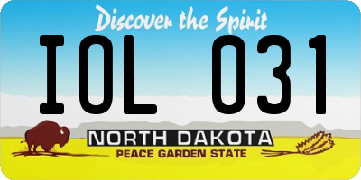 ND license plate IOL031