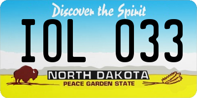 ND license plate IOL033