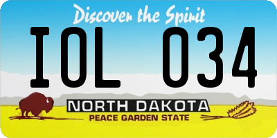 ND license plate IOL034
