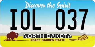 ND license plate IOL037