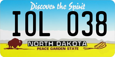 ND license plate IOL038