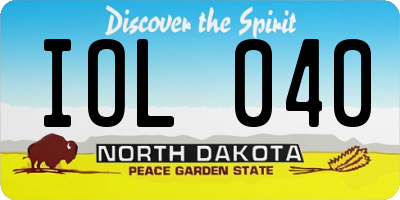 ND license plate IOL040