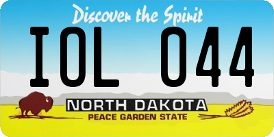 ND license plate IOL044