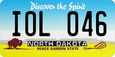 ND license plate IOL046