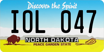 ND license plate IOL047