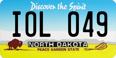 ND license plate IOL049