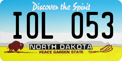ND license plate IOL053