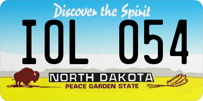 ND license plate IOL054