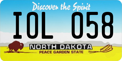 ND license plate IOL058