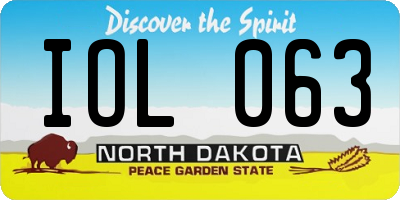 ND license plate IOL063