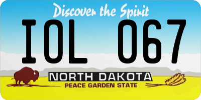 ND license plate IOL067