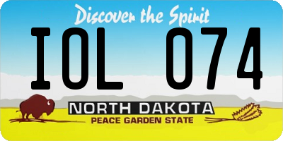 ND license plate IOL074