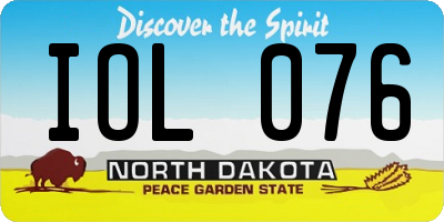 ND license plate IOL076