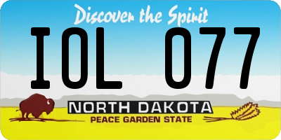 ND license plate IOL077