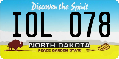 ND license plate IOL078