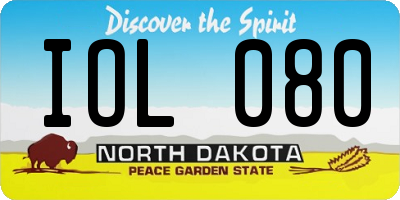 ND license plate IOL080