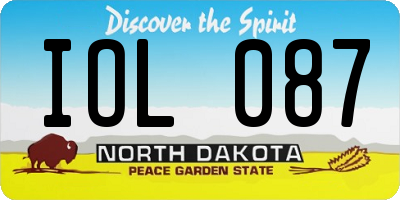 ND license plate IOL087