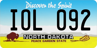 ND license plate IOL092