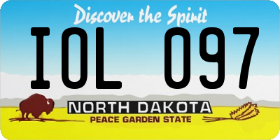 ND license plate IOL097