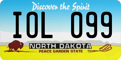 ND license plate IOL099