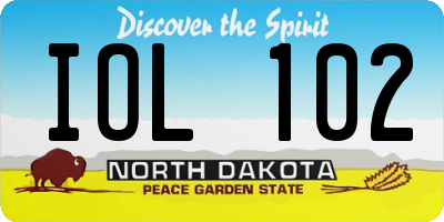 ND license plate IOL102