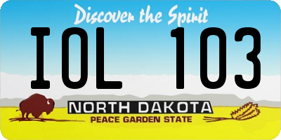 ND license plate IOL103