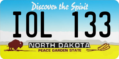 ND license plate IOL133