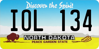 ND license plate IOL134