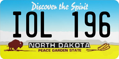 ND license plate IOL196
